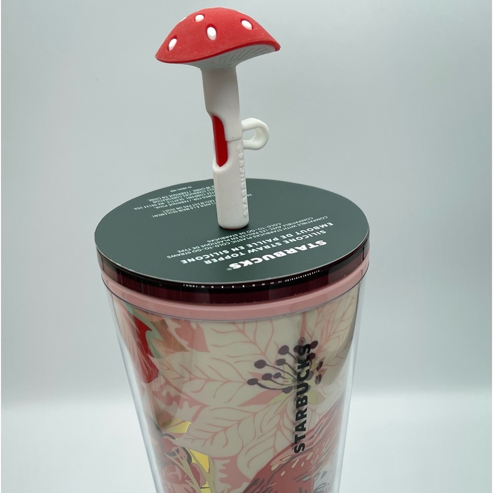 Starbucks 2022 Holiday Enchanted Forest Mushroom Straw Topper Venti Tumbler NEW